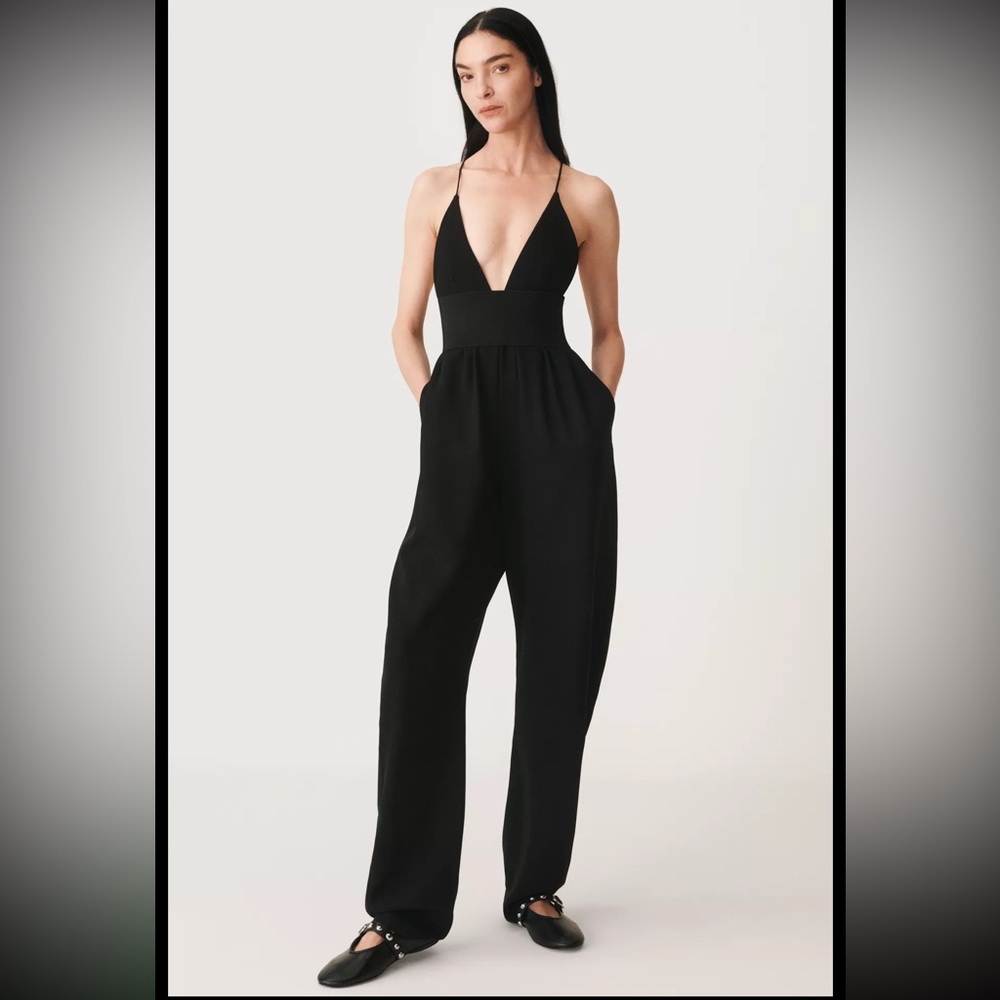 Zara Black Plunge Neck Jumpsuit